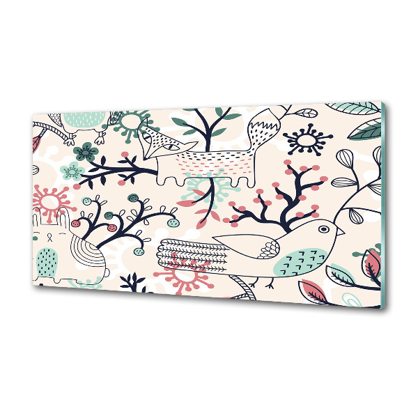 Crédence en verre trempé Animaux et fleurs