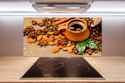 Crédence cuisine en verre Grains de café et tasse