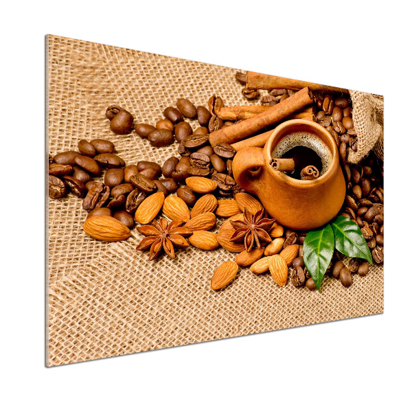 Crédence cuisine en verre Grains de café et tasse