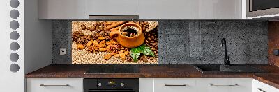 Crédence cuisine en verre Grains de café et tasse
