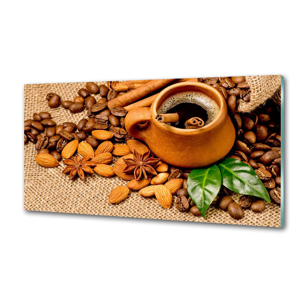 Crédence cuisine en verre Grains de café et tasse
