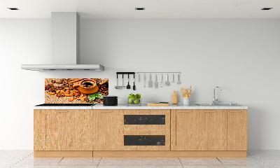 Crédence cuisine en verre Grains de café et tasse