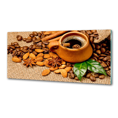 Crédence cuisine en verre Grains de café et tasse