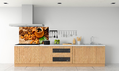 Crédence cuisine en verre Grains de café et tasse