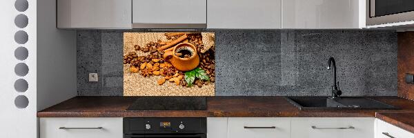 Crédence cuisine en verre Grains de café et tasse