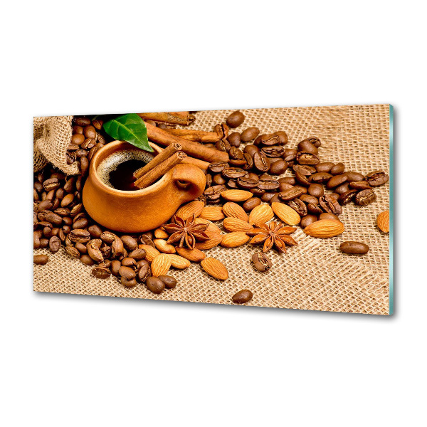 Crédence en verre Grains de café et tasse