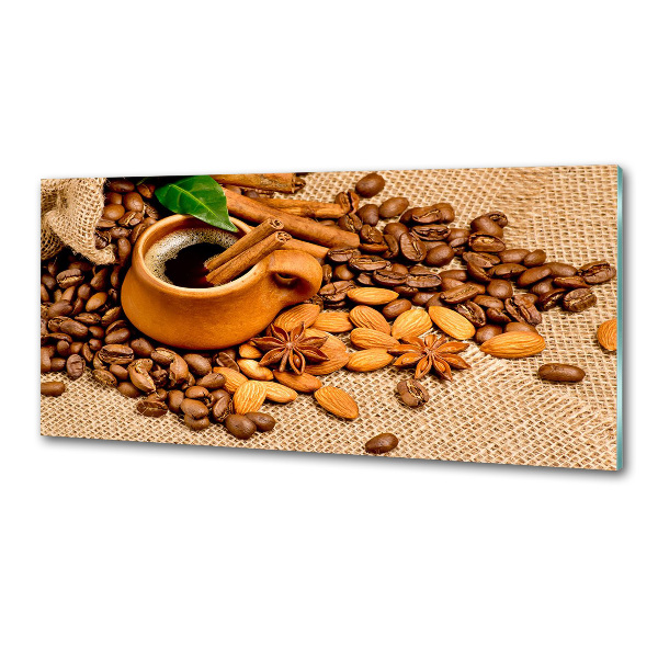 Crédence en verre Grains de café et tasse
