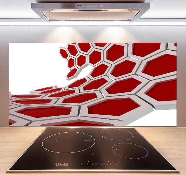 Panneau crédence cuisine Abstraction 3D d'hexagones