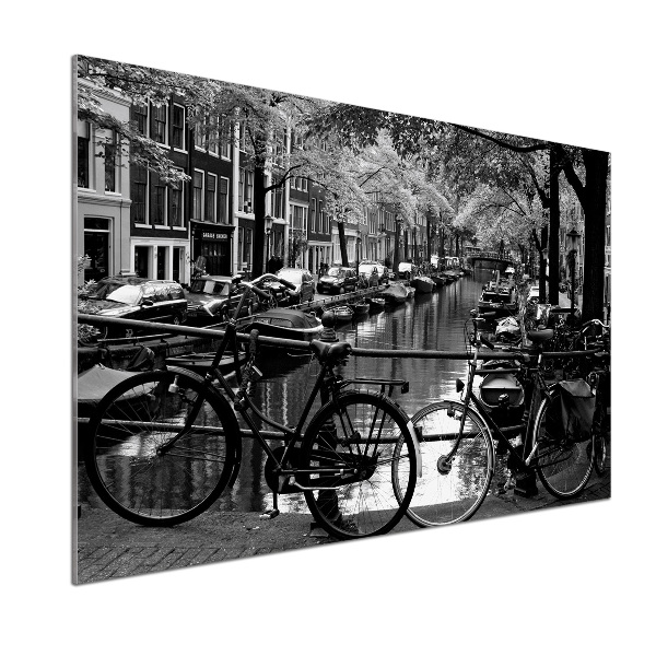 Crédence en verre avec motif Vélos à Amsterdam