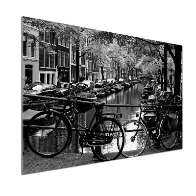 Crédence en verre avec motif Vélos à Amsterdam