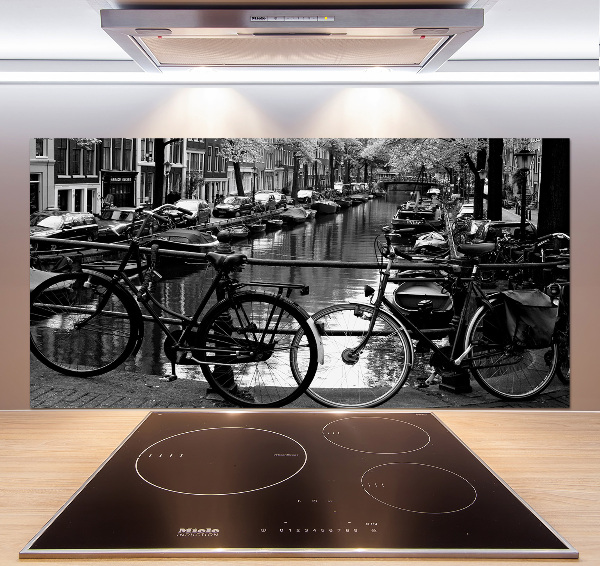 Crédence en verre avec motif Vélos à Amsterdam