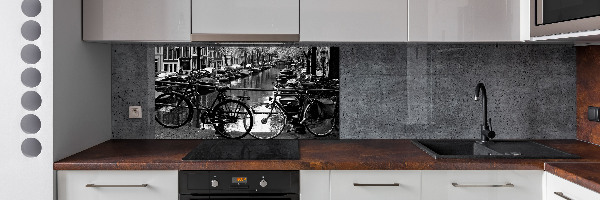 Crédence en verre avec motif Vélos à Amsterdam