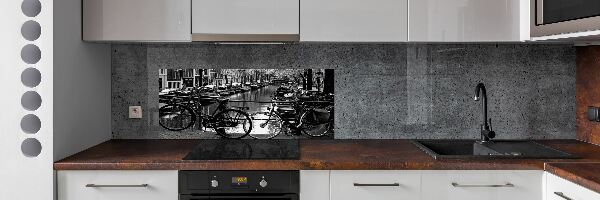 Crédence en verre avec motif Vélos à Amsterdam