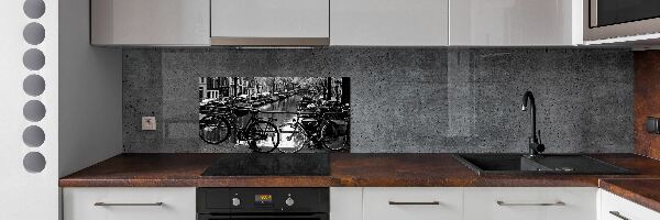 Crédence en verre avec motif Vélos à Amsterdam