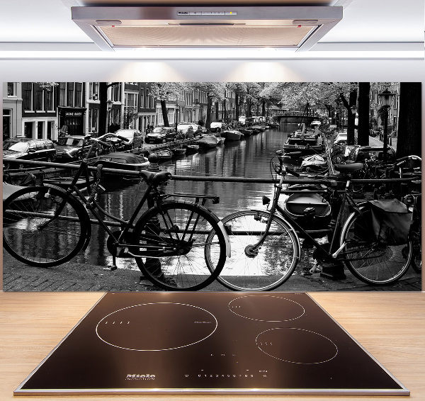 Crédence en verre avec motif Vélos à Amsterdam