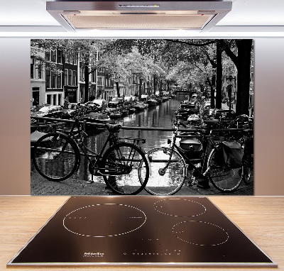 Crédence en verre avec motif Vélos à Amsterdam