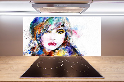 Crédence en verre avec motif Visage de femme