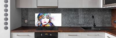 Crédence en verre avec motif Visage de femme