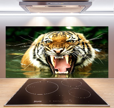 Crédence en verre avec motif Tigre rugissant