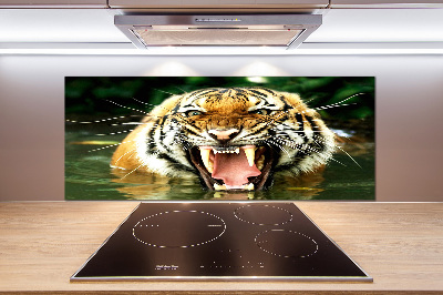 Crédence en verre avec motif Tigre rugissant