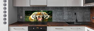 Crédence en verre avec motif Tigre rugissant
