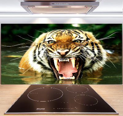 Crédence en verre avec motif Tigre rugissant