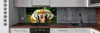 Crédence en verre avec motif Tigre rugissant