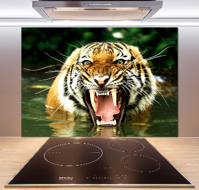 Crédence en verre avec motif Tigre rugissant