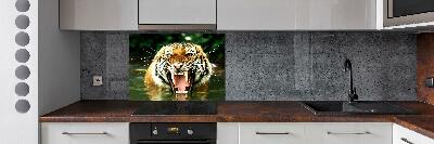 Crédence en verre avec motif Tigre rugissant