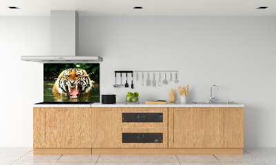 Crédence en verre avec motif Tigre rugissant