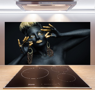 Crédence cuisine en verre Femme en noir