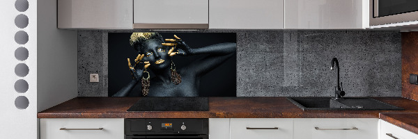 Crédence cuisine en verre Femme en noir