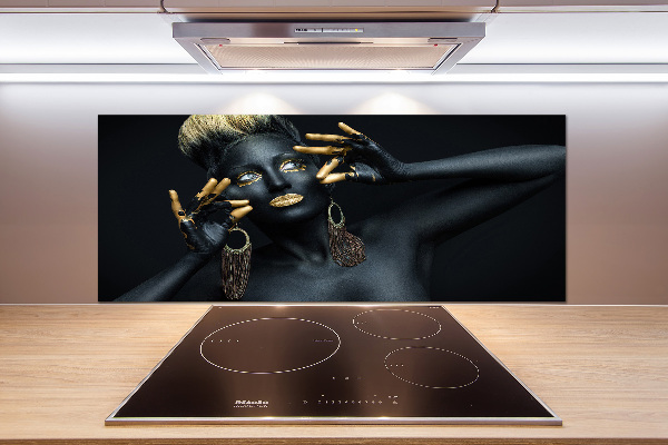 Crédence cuisine en verre Femme en noir
