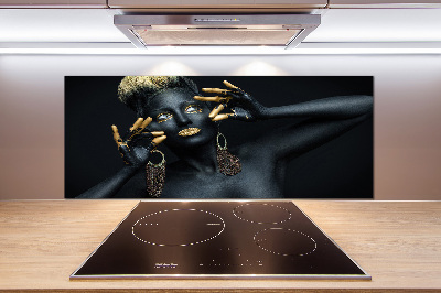 Crédence cuisine en verre Femme en noir
