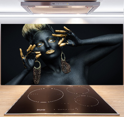 Crédence cuisine en verre Femme en noir