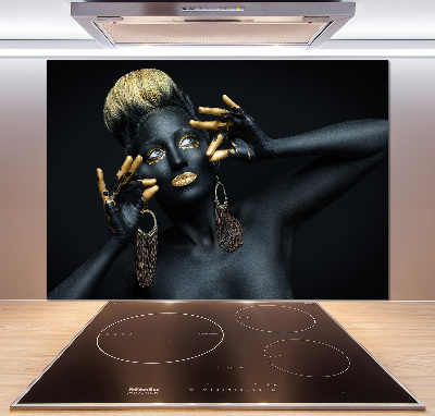Crédence cuisine en verre Femme en noir