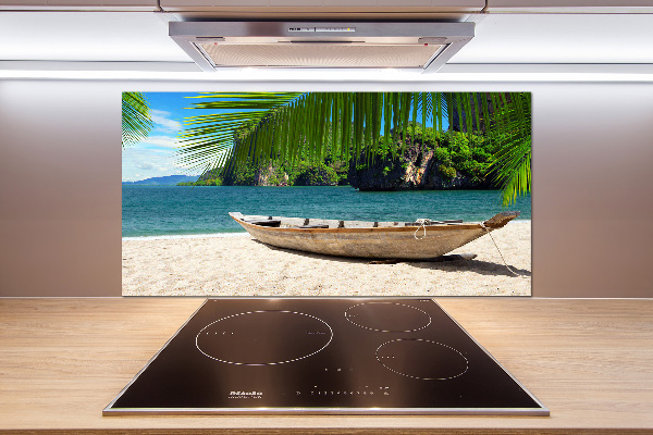 Panneau crédence cuisine Bateau sur la plage