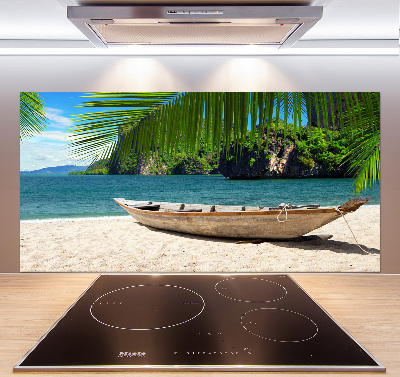 Panneau crédence cuisine Bateau sur la plage