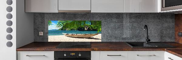 Panneau crédence cuisine Bateau sur la plage