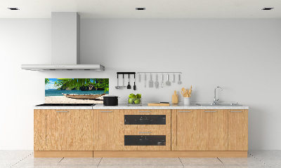 Panneau crédence cuisine Bateau sur la plage
