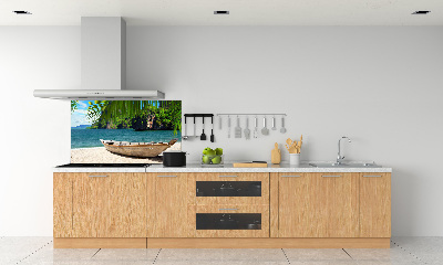 Panneau crédence cuisine Bateau sur la plage