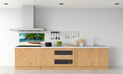 Panneau crédence cuisine Bateau sur la plage