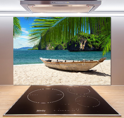 Panneau crédence cuisine Bateau sur la plage