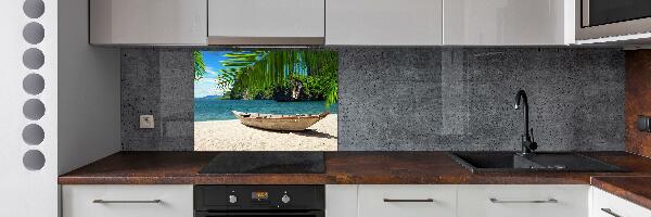 Panneau crédence cuisine Bateau sur la plage