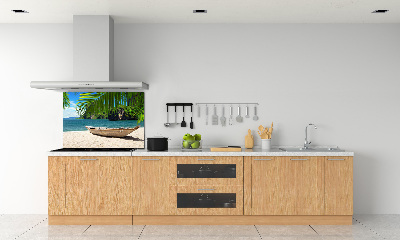 Panneau crédence cuisine Bateau sur la plage