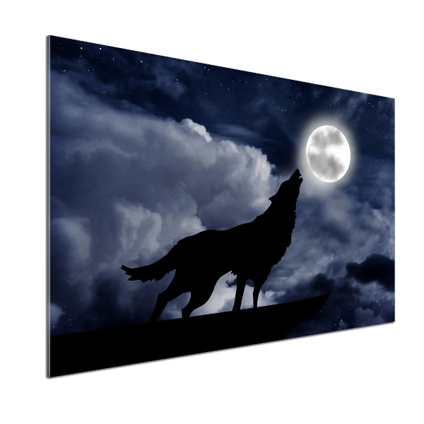 Panneau crédence cuisine Loup hurlant pleine lune