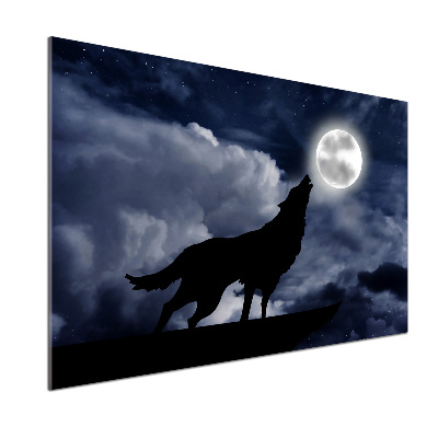 Panneau crédence cuisine Loup hurlant pleine lune