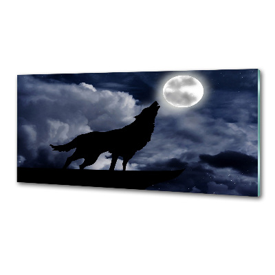 Panneau crédence cuisine Loup hurlant pleine lune
