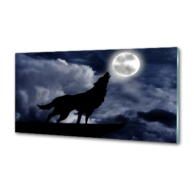 Panneau crédence cuisine Loup hurlant pleine lune