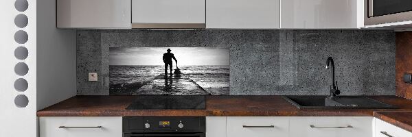 Crédence en verre trempé Guitariste sur une jetée